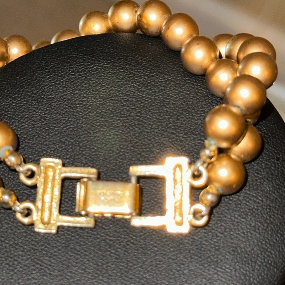 Golden Pearl double strand Bracelet with gold clasp - Picture 4 of 7